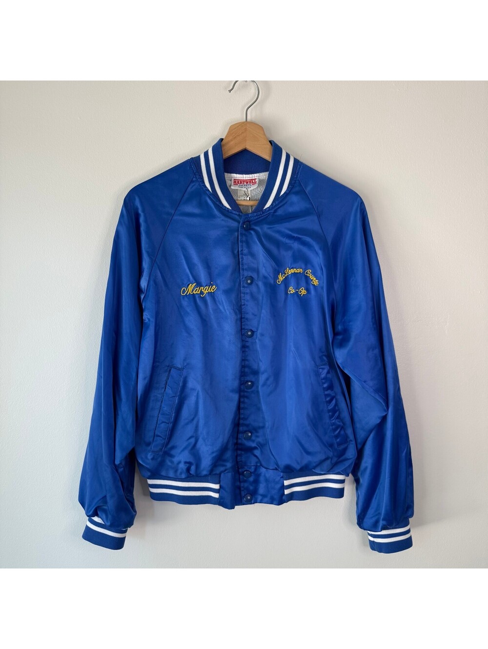 Vintage 90s Texas Western Hartwell Satin Bomber Snap Jacket Size Medium